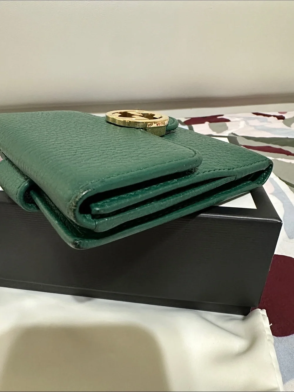 Gucci Green Pebbled Leather Wallet